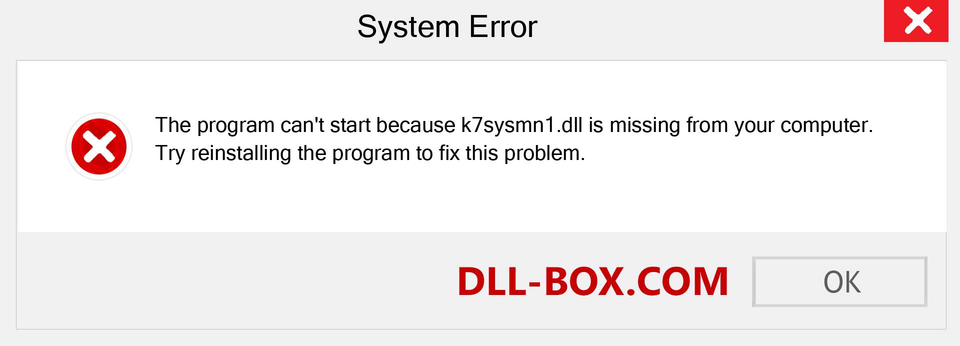  k7sysmn1.dll file is missing?. Download for Windows 7, 8, 10 - Fix  k7sysmn1 dll Missing Error on Windows, photos, images